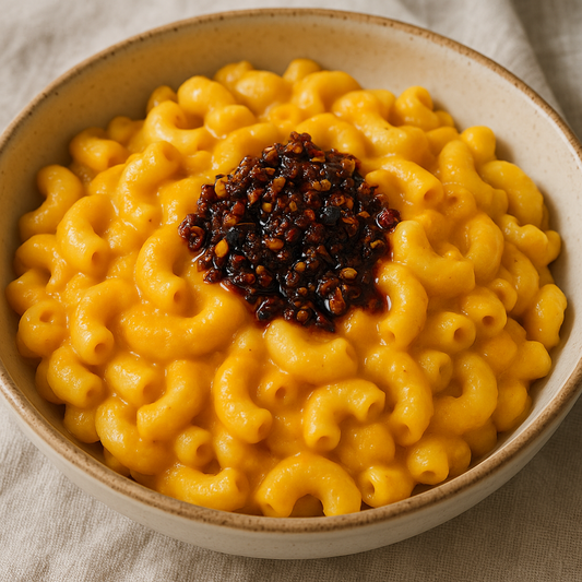 Lazy Girl Butternut Squash Mac &amp; Cheese with Casa De Laurel Salsa Macha